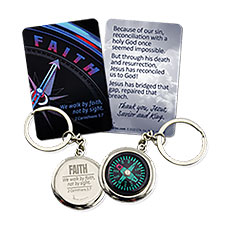 Compass Keychain & Card – Living by Faith